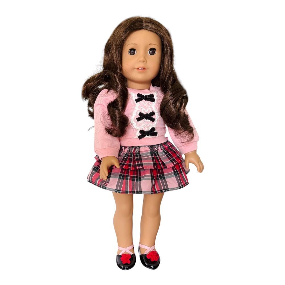 American Girl Truly Me #69 in Janie & Jack Plaid & Coconut Holiday Pajamas - Picture 2 of 8